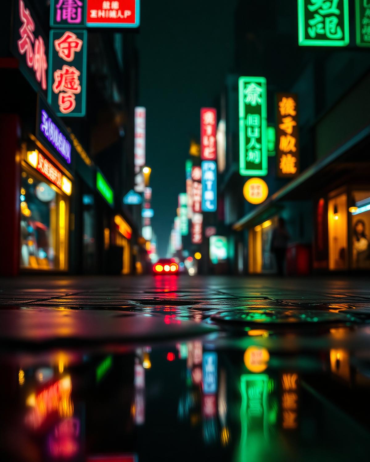 East Asian street at night